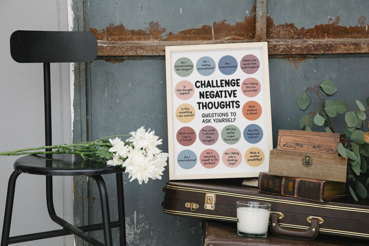 CHALLENGE NEGATIVE THOUGHTS CANVAS POSTER