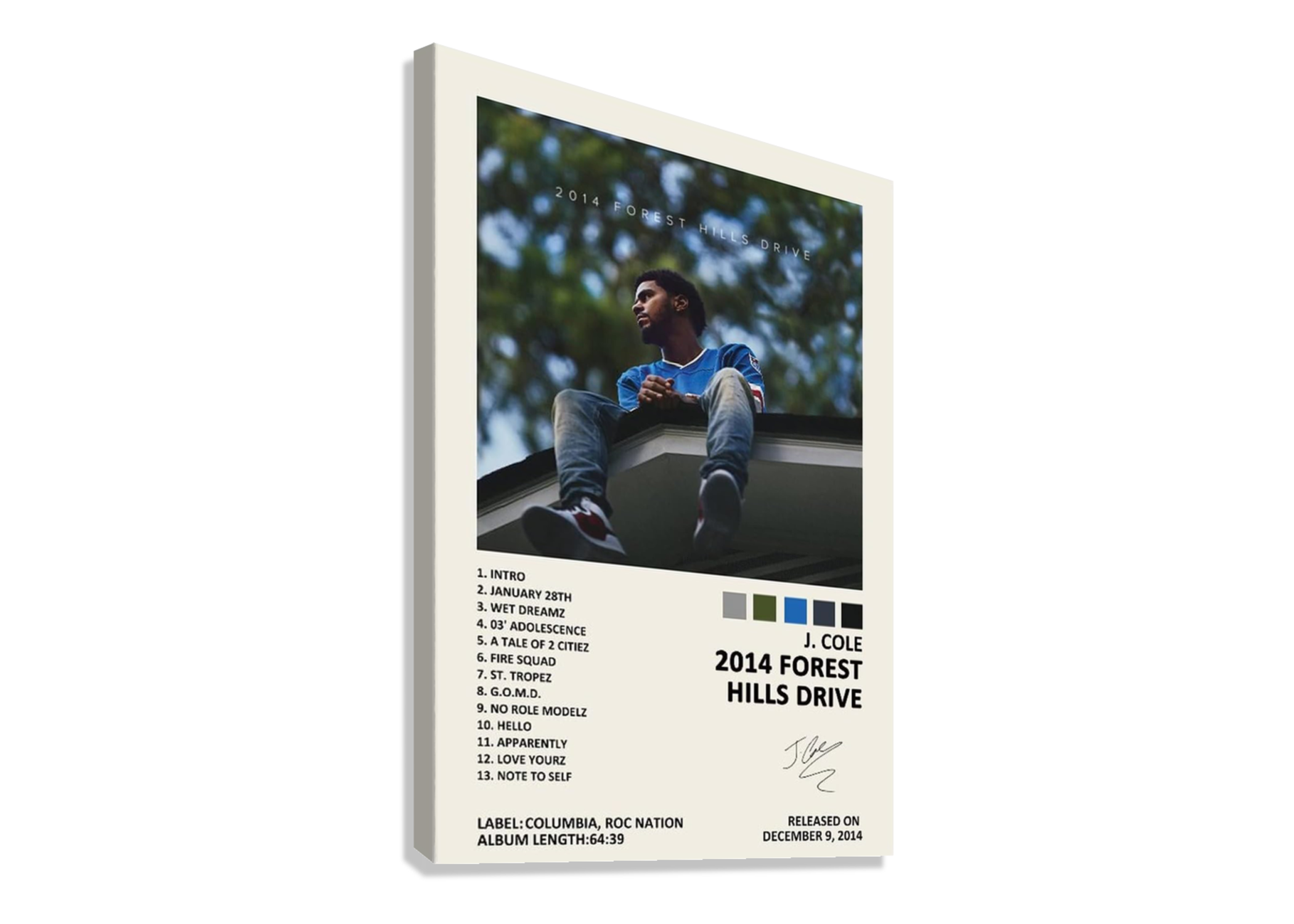 J COLE " 2014 FOREST HILLS DRIVE " CANVAS POSTER