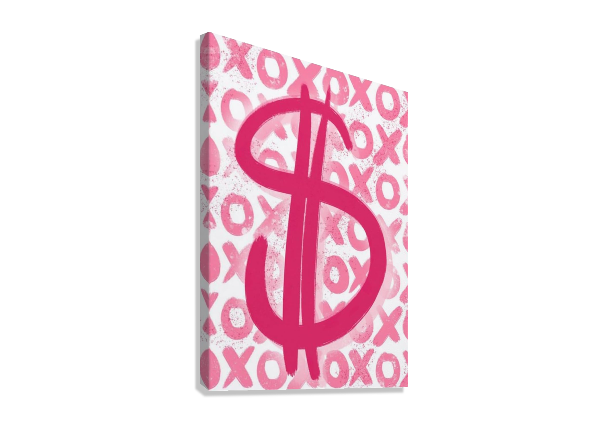 CUTE DOLLAR SIGN PINK CANVAS POSTER