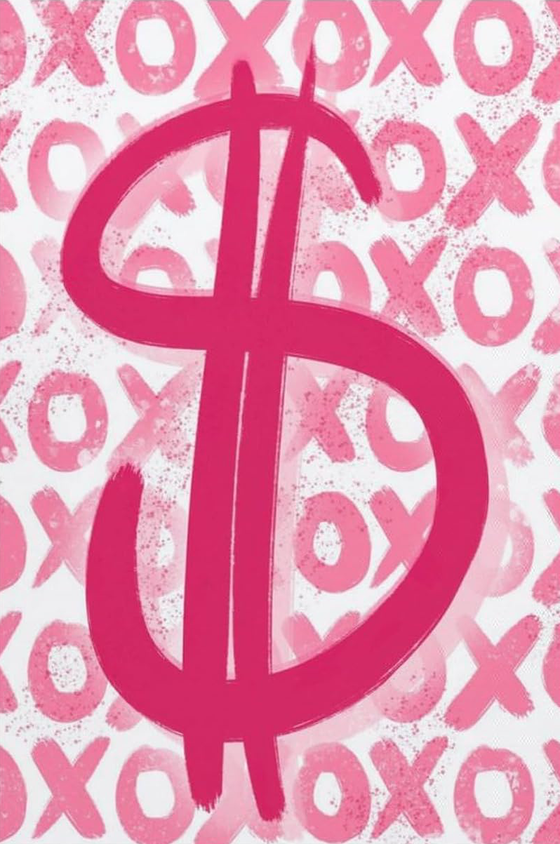 CUTE DOLLAR SIGN PINK CANVAS POSTER