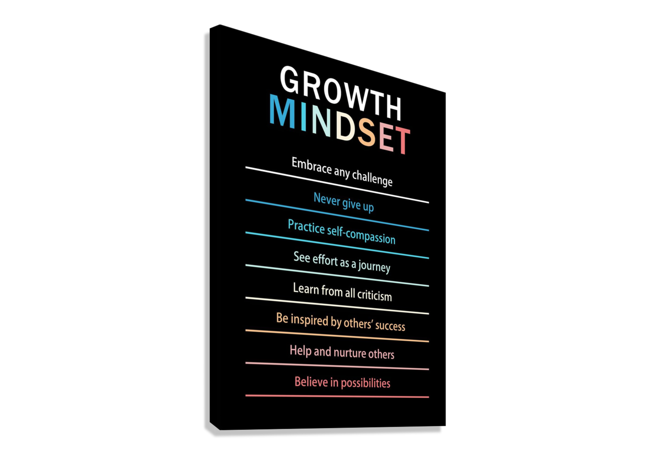 GROWTH MINDSET BLACK CANVAS POSTER