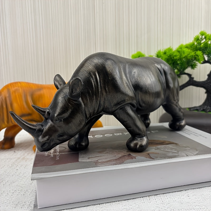 Tnessential Rustic Farmhouse Style Rhino Statue 3D Decor