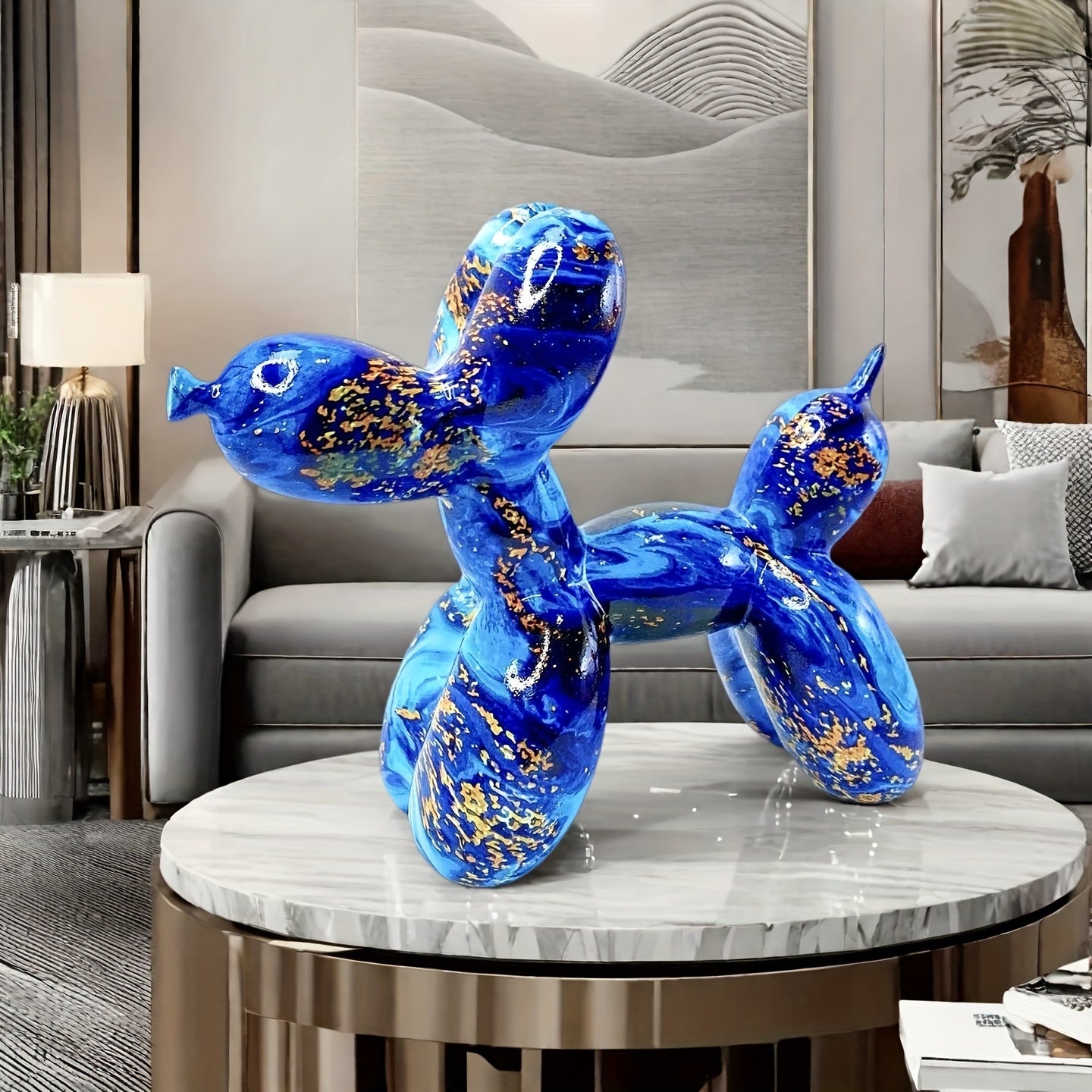 Tnessential Blue and Golden Water-soaked Balloon Dog 3D Decor