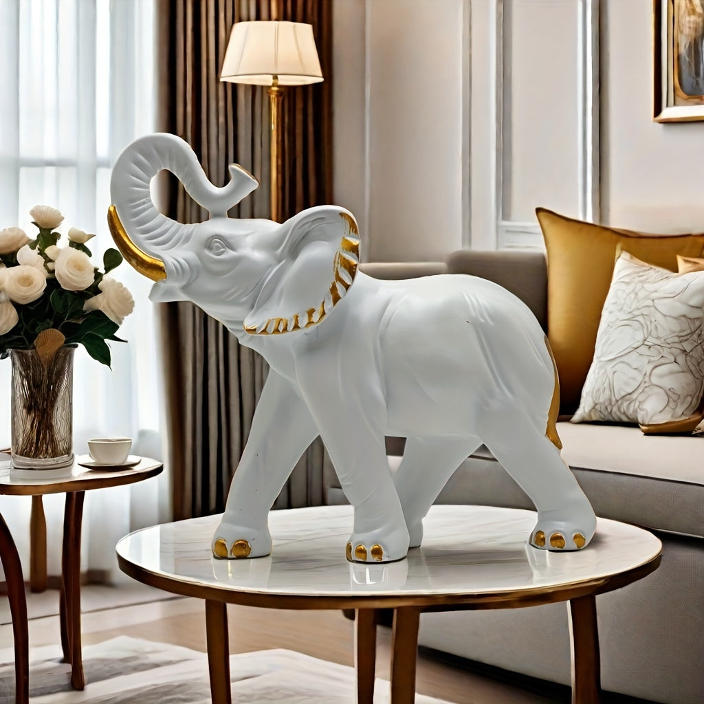 Tnessential Charming Resin Elephant Sculpture 3D Decor