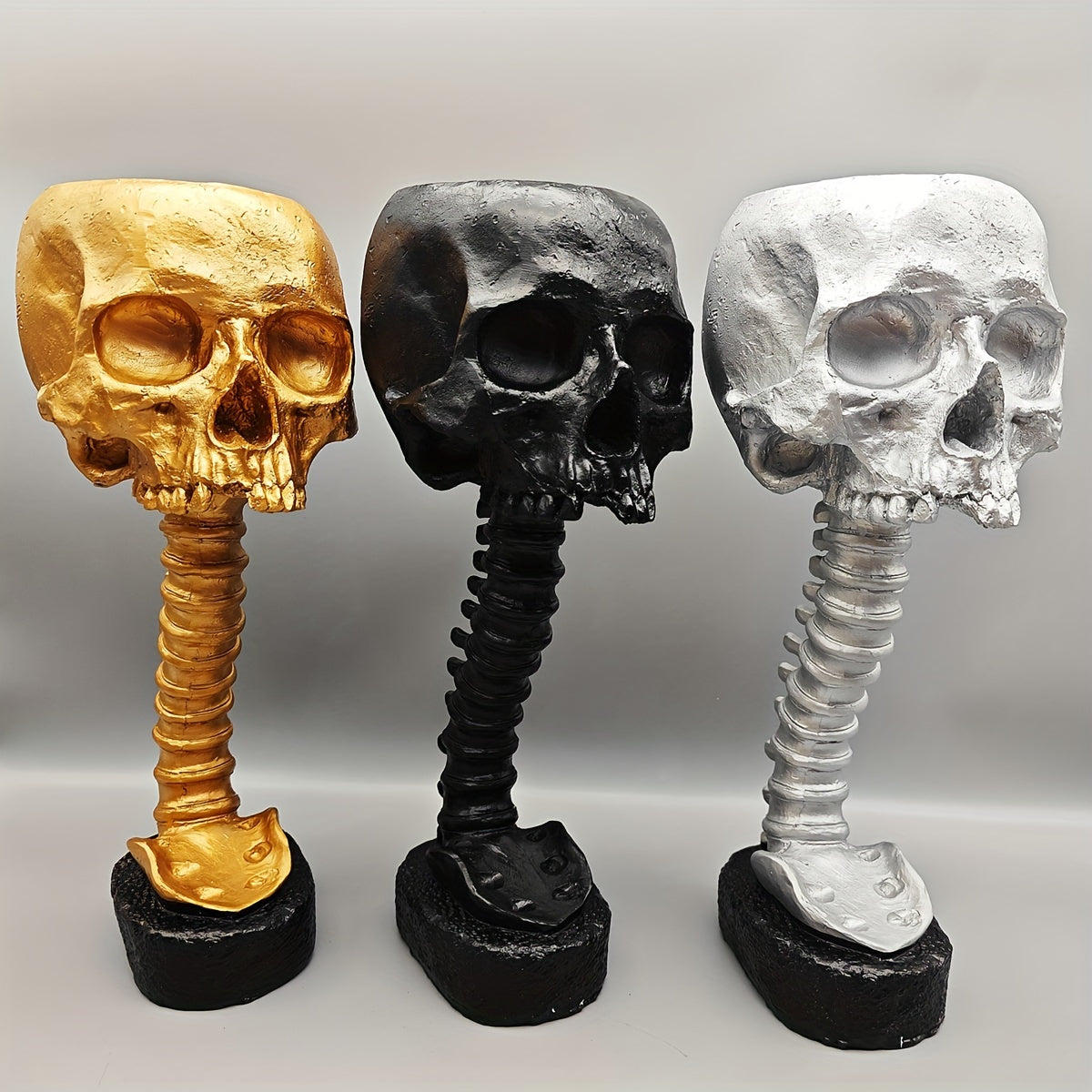 Tnessential Halloween Holiday Party Garden Resin Skull Spine Flower Pot 3D Decor