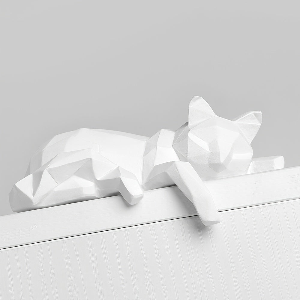 Tnessential Of Cat Sculpture Geometric Cut Animal Resin Artwork 3D Decor