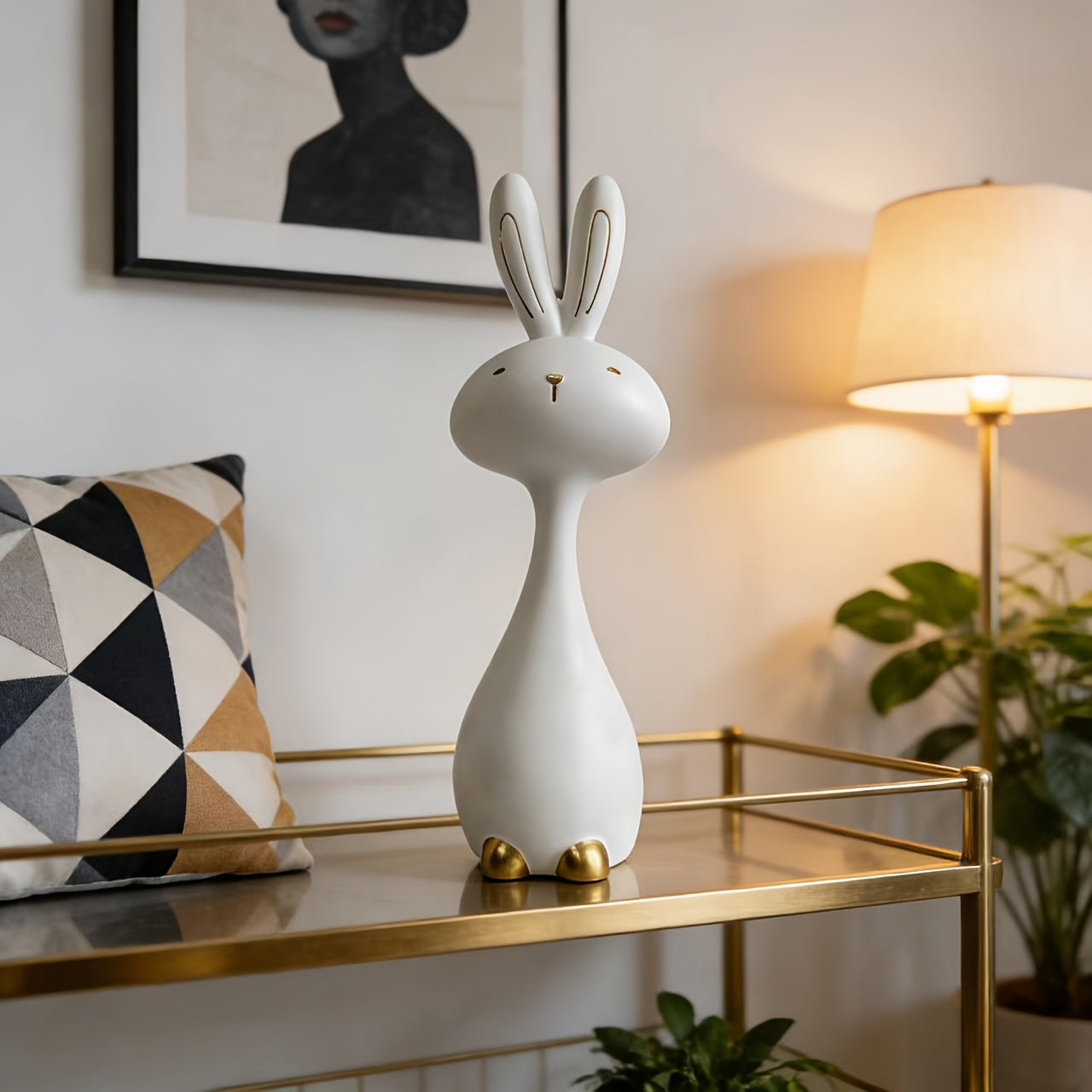 Tnessential Light Luxury Easy Golden-footed Rabbit Sculpture Decoration 3D Decor