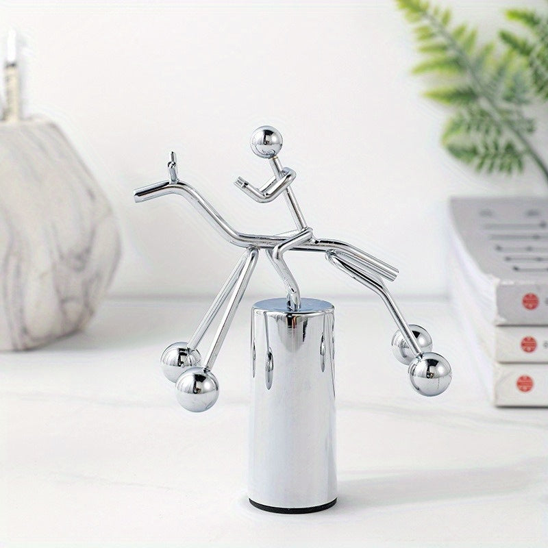 Tnessential Creative Metal Balance for Man on Horseback Figurine 3D Decor