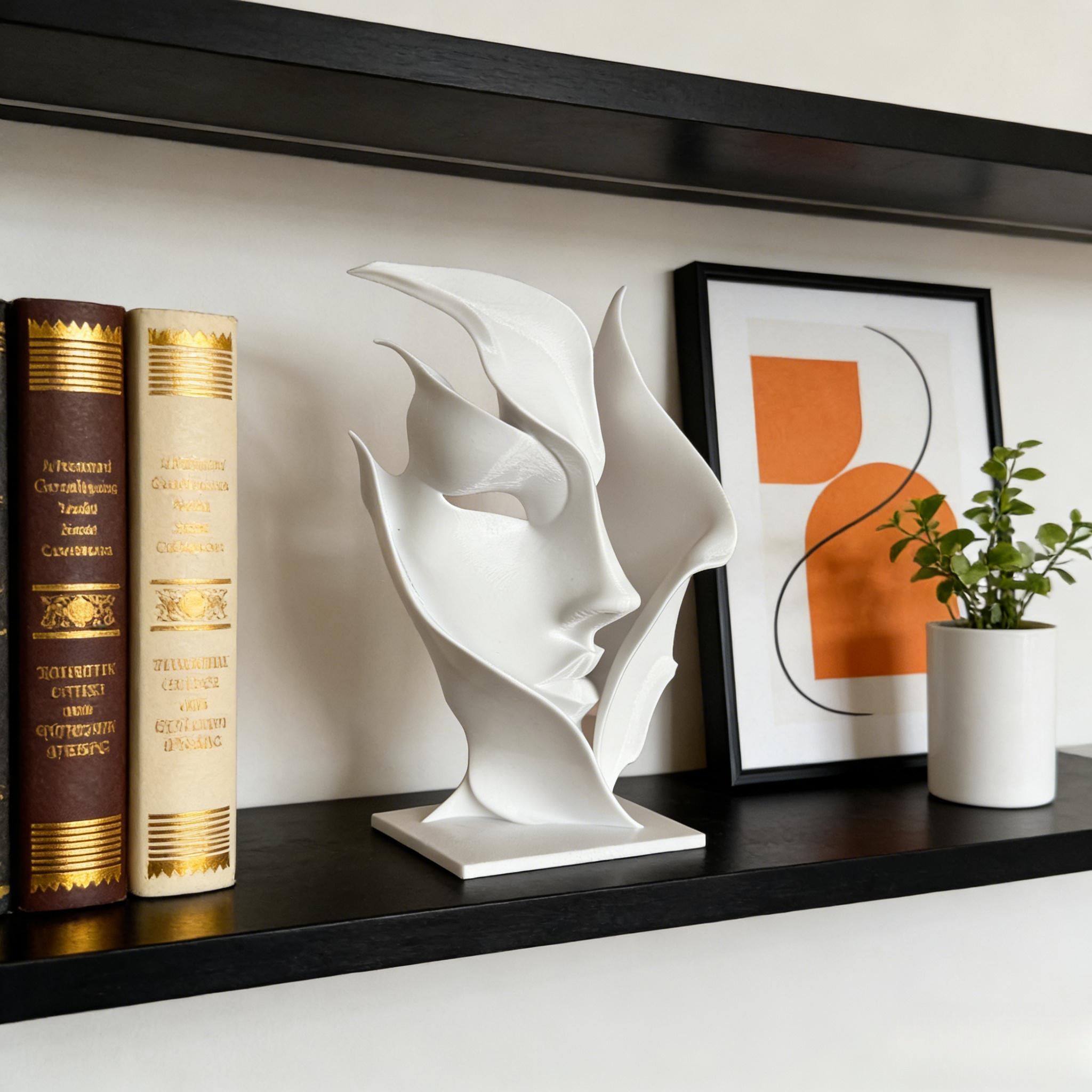 Tnessential White Art Half-face Sculpture 3D Decor