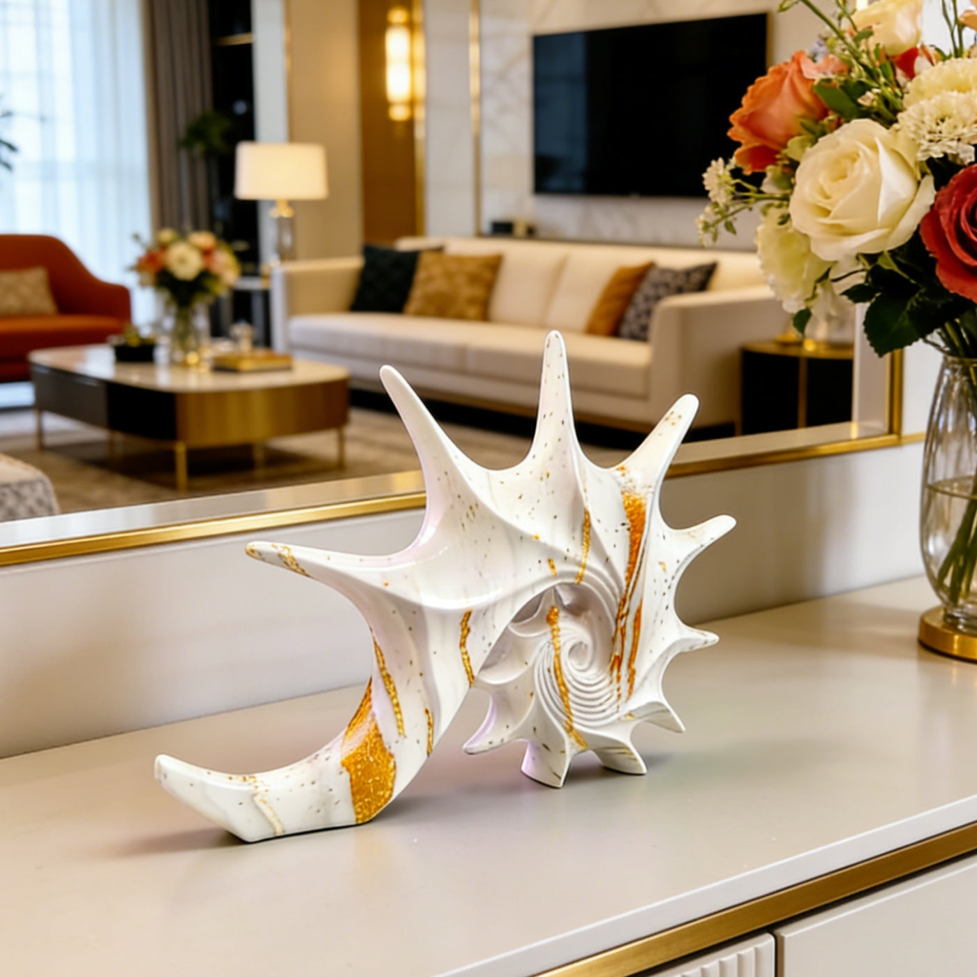 Tnessential Creative Geometric Aesthetic Classic Seashell Decorative 3D Decor