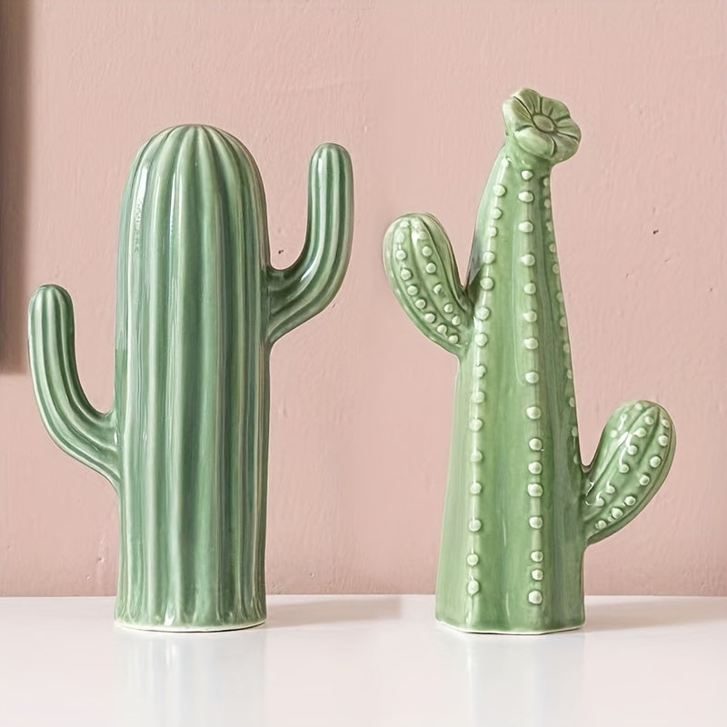 Tnessential Set of 2 Ceramic Cactus Ornaments 3D Decor