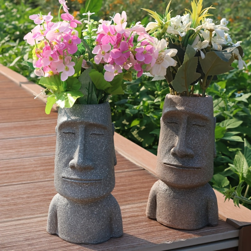Tnessential WENYLE Creative Moai Stone Statue Flower Pot 3D Decor
