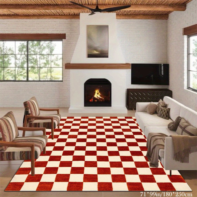 WHITE CHECKERED RUG view 3