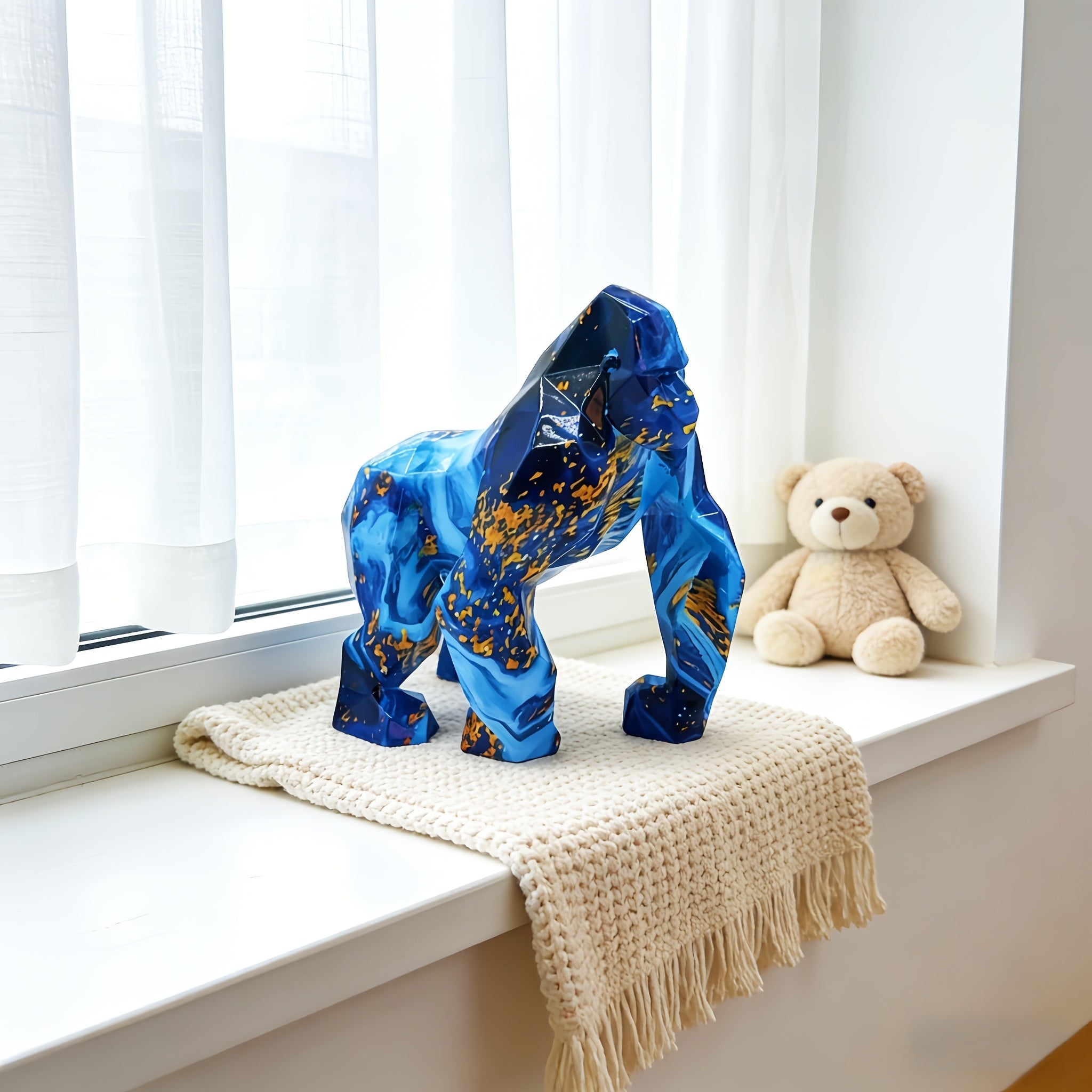 Tnessential Handmade Resin Gorilla Statue Sculpture 3D Decor