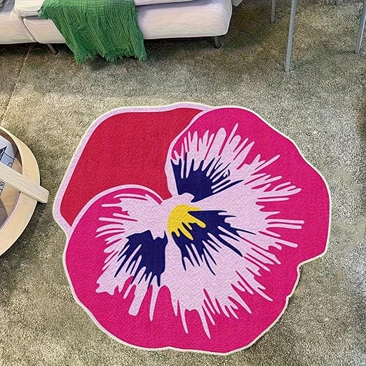 COOL AESTHETIC RED AND PINK FLORAL RUG