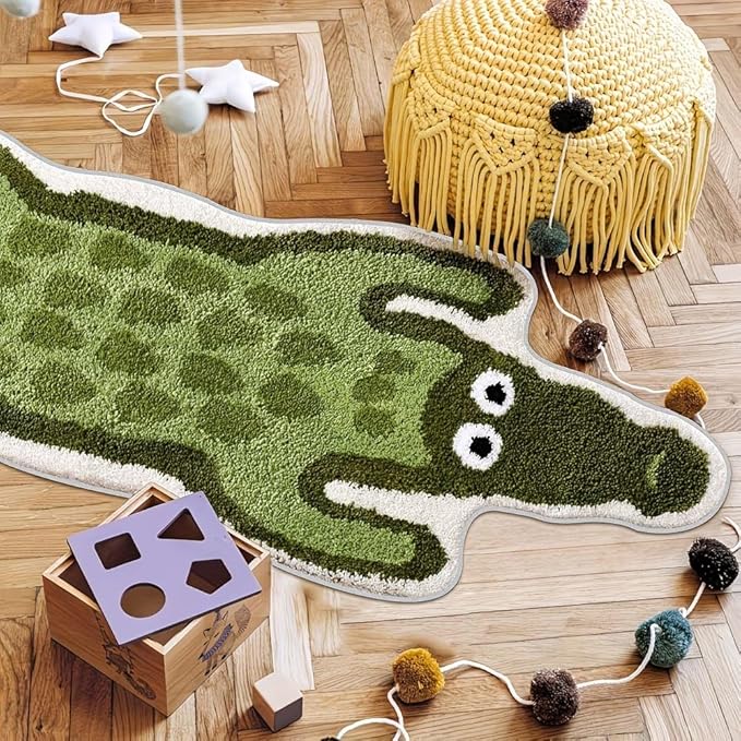CUTE GREEN CROCODILE RUG