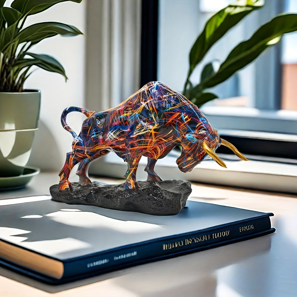 Tnessential Dazzling Wall Street-inspired Bronze Bull Statue 3D Decor