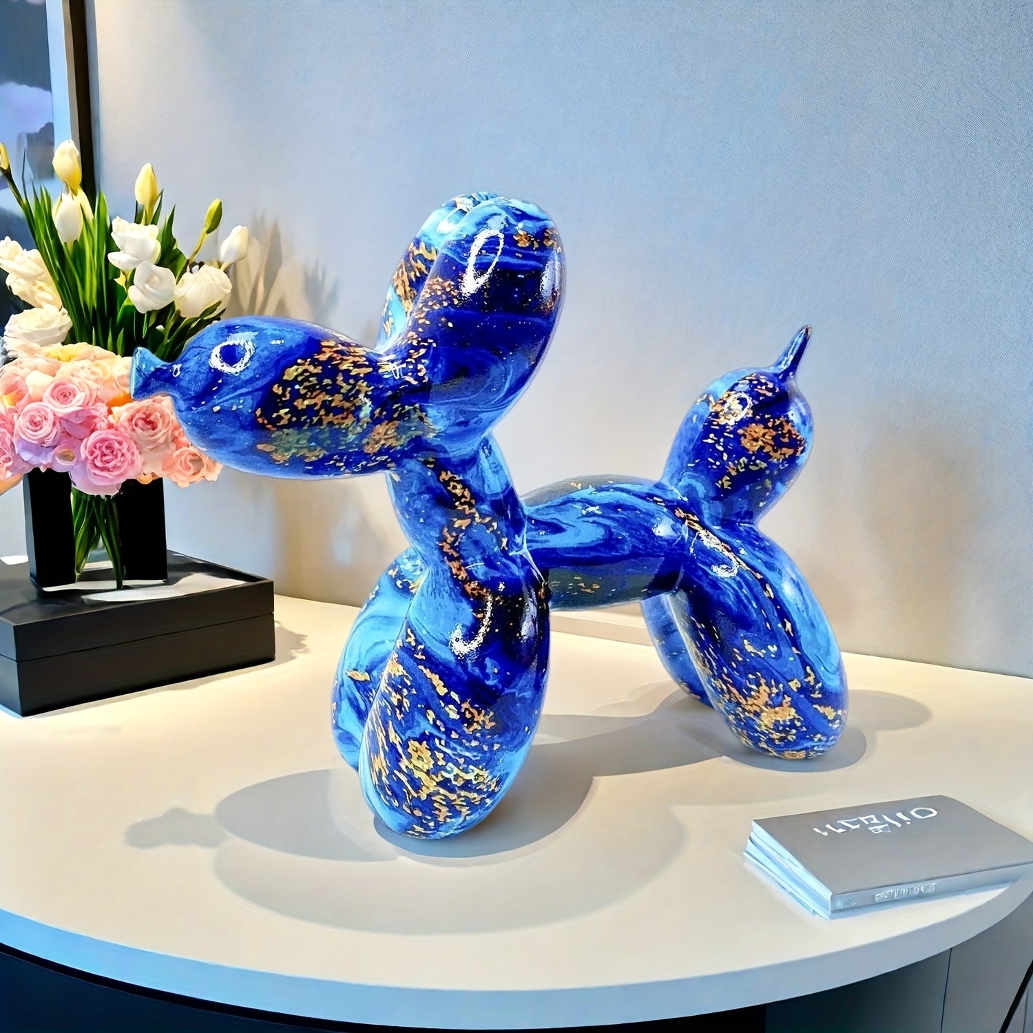 Tnessential Blue and Golden Water-soaked Balloon Dog 3D Decor