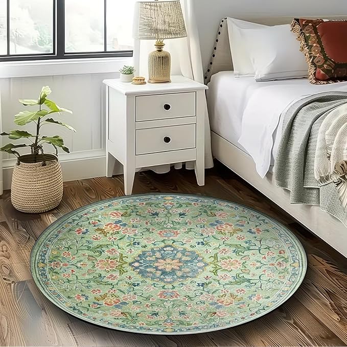 CUTE GREEN FLORAL RUG