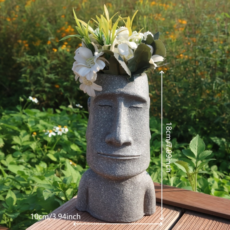 Tnessential WENYLE Creative Moai Stone Statue Flower Pot 3D Decor