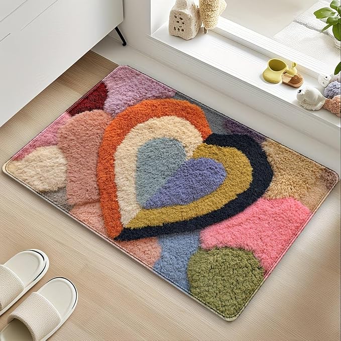 CUTE AESTHETIC HEART SHAPED RUG