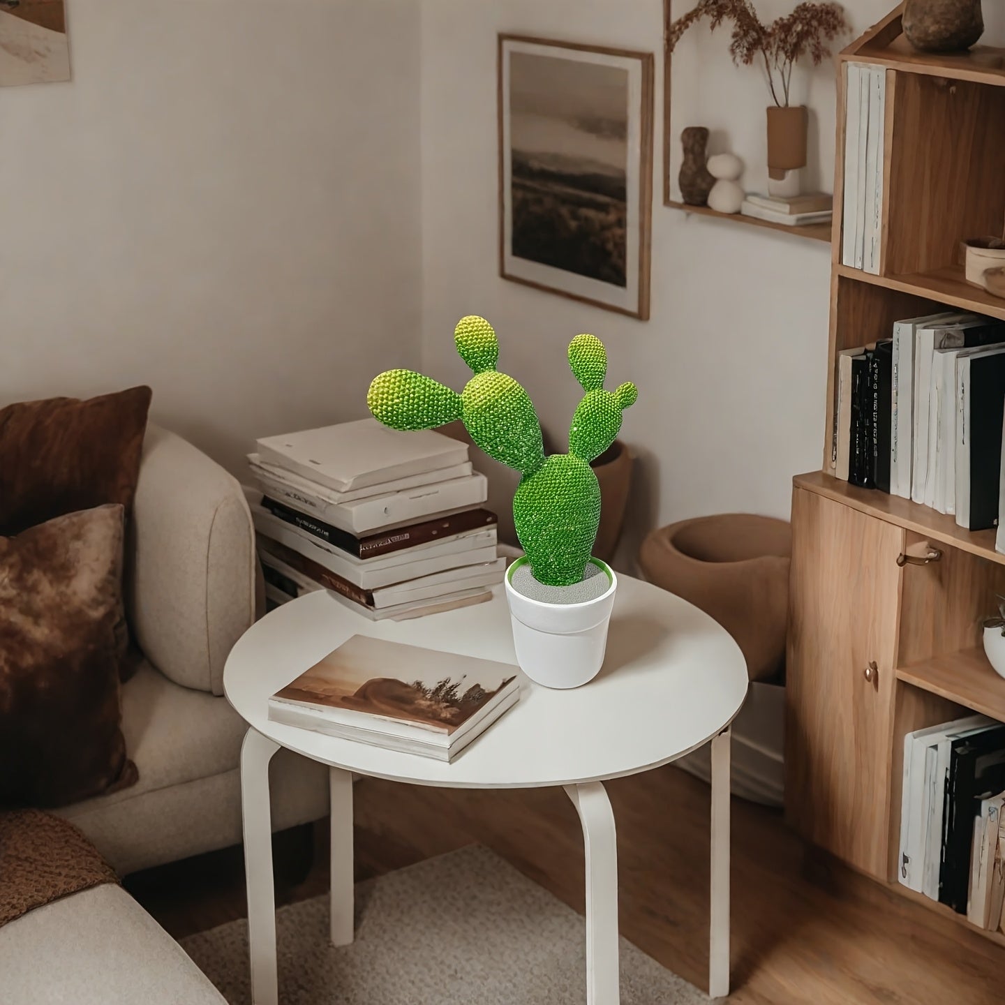 Tnessential Sparkly Green Cactus Statue 3D Decor