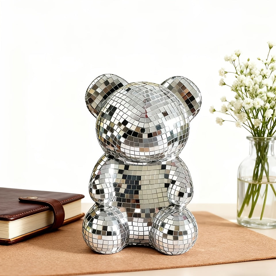 Tnessential 78-inch Christmas Silvery Disco Bear Figurine 3D Decor