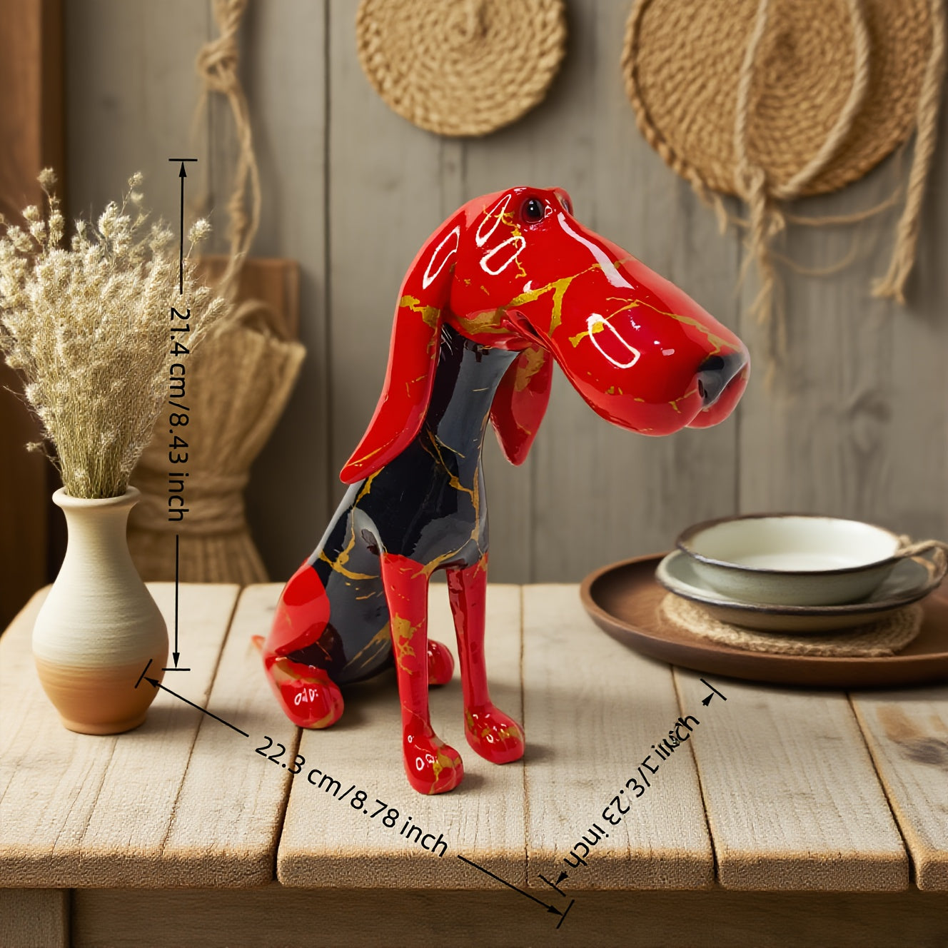 Tnessential Abstract Shaped Large Mouth Sausage Dog Statue Ornament 3D Decor