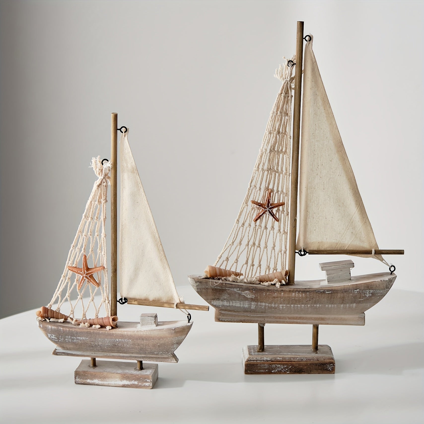 Tnessential Wooden Sailboat and Mediterranean Fishing Boat Model 3D Decor