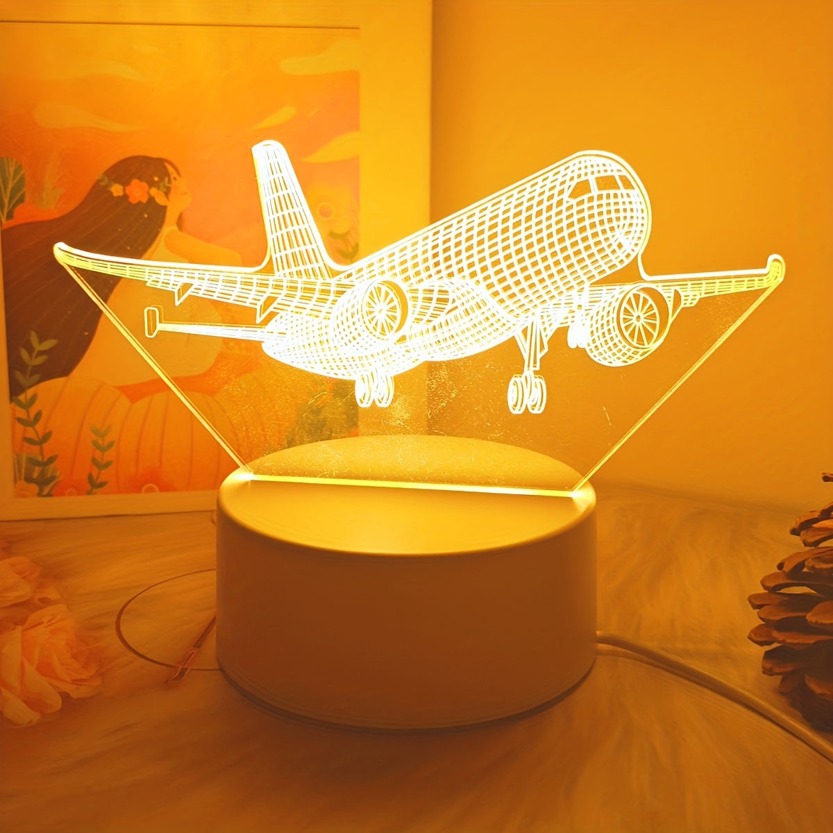 Tnessential Creative Airplane 3D Night Light with Switch Button Control 3D Decor