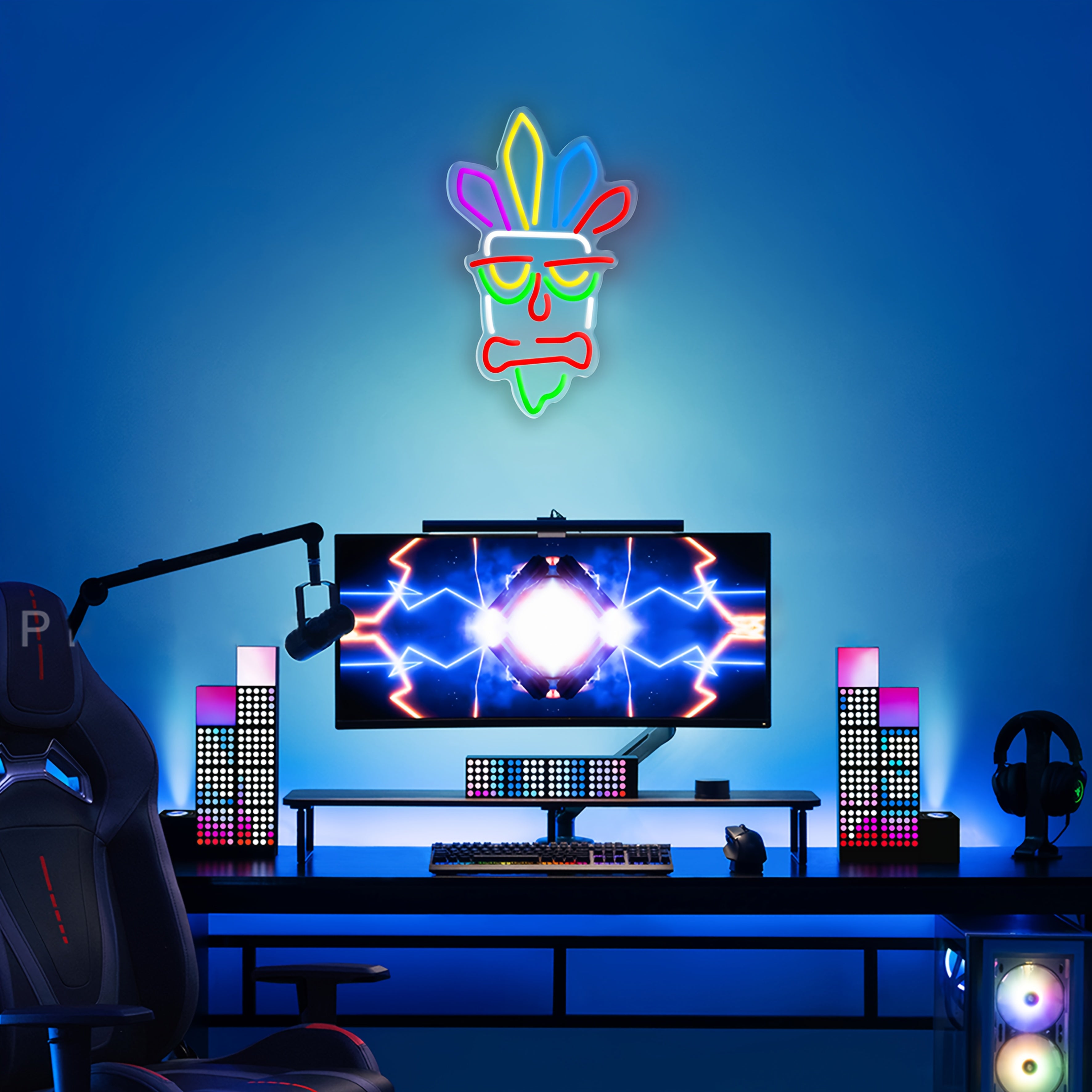 Tnessential Vibrant Tiki Mask Powered by USB with Ten Levels of 3D Decor