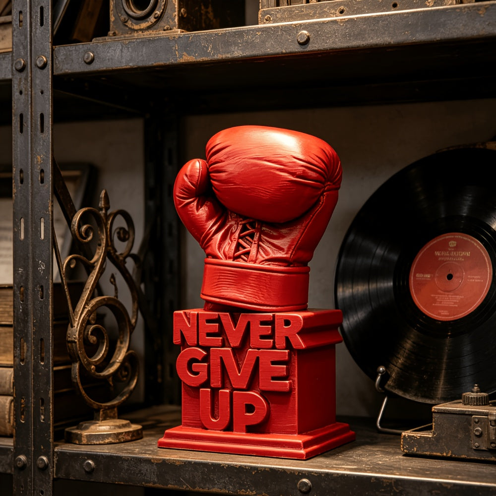 Tnessential Motivational 'never Give Up' Boxing Glove Sculpture 3D Decor