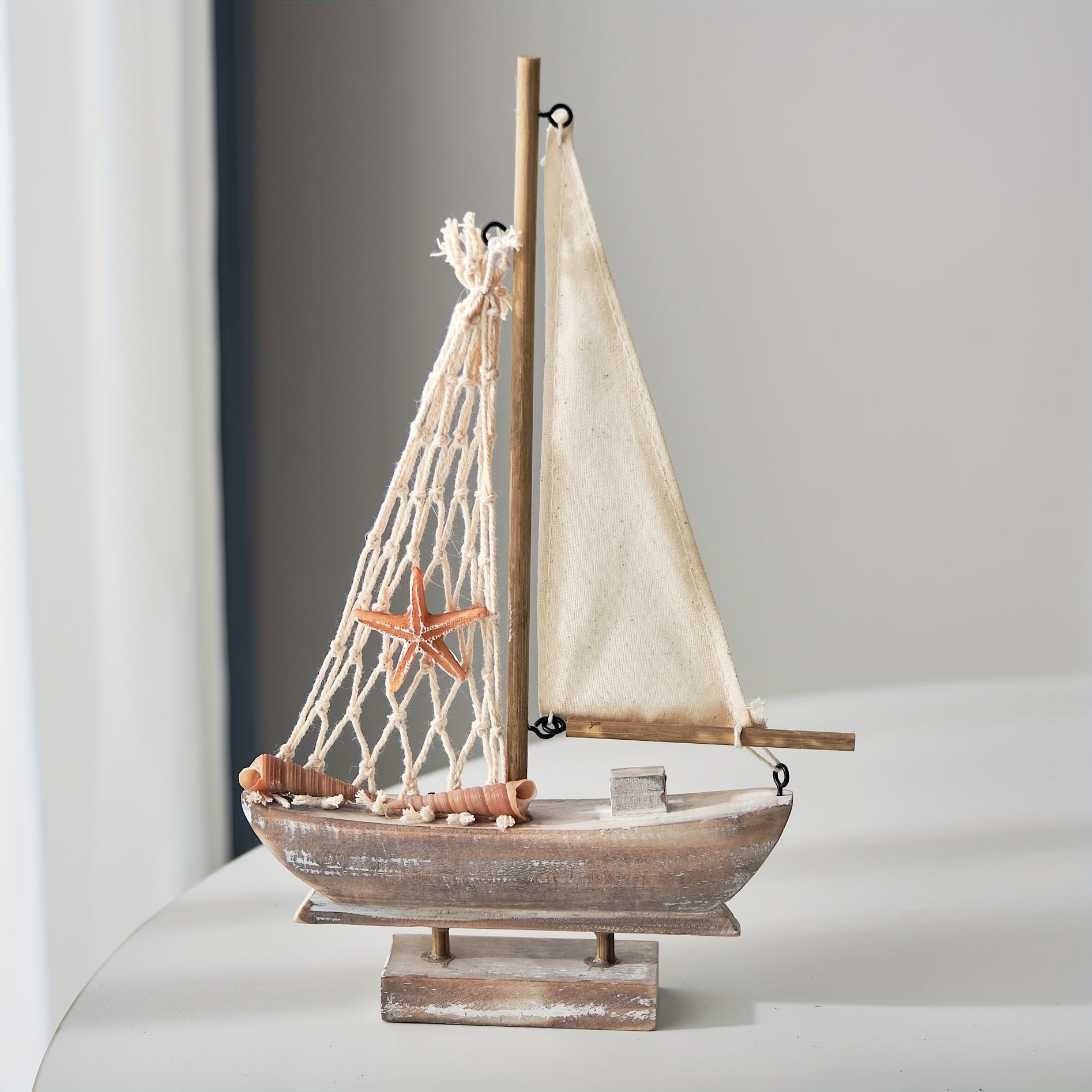 Tnessential Wooden Sailboat and Mediterranean Fishing Boat Model 3D Decor