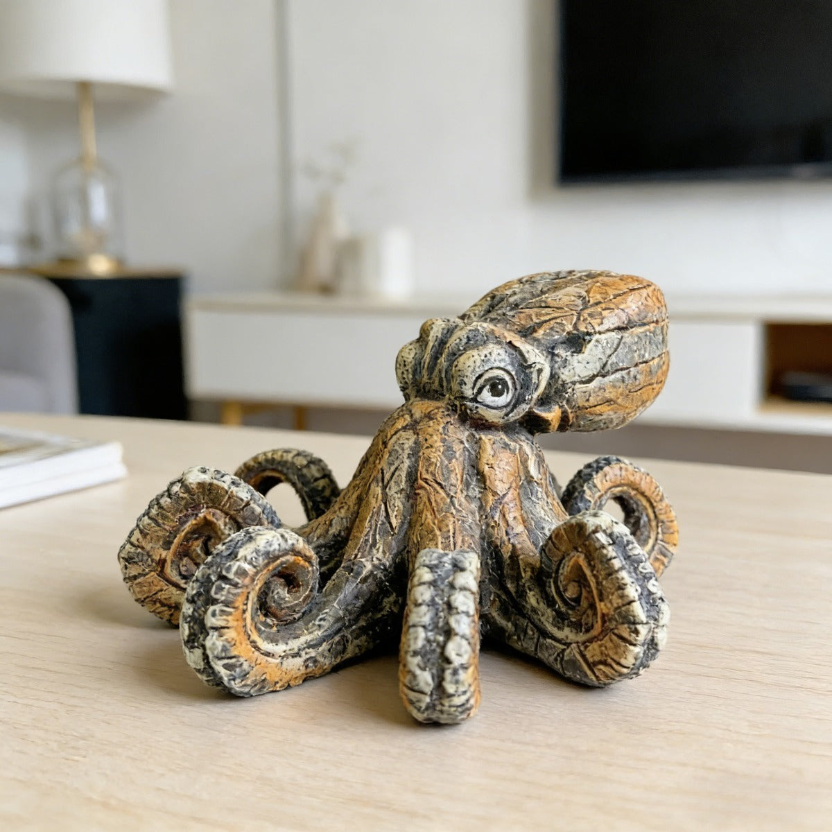 Tnessential Handcrafted Rustic Octopus Sculpture Resin Octopus Statue 3D Decor