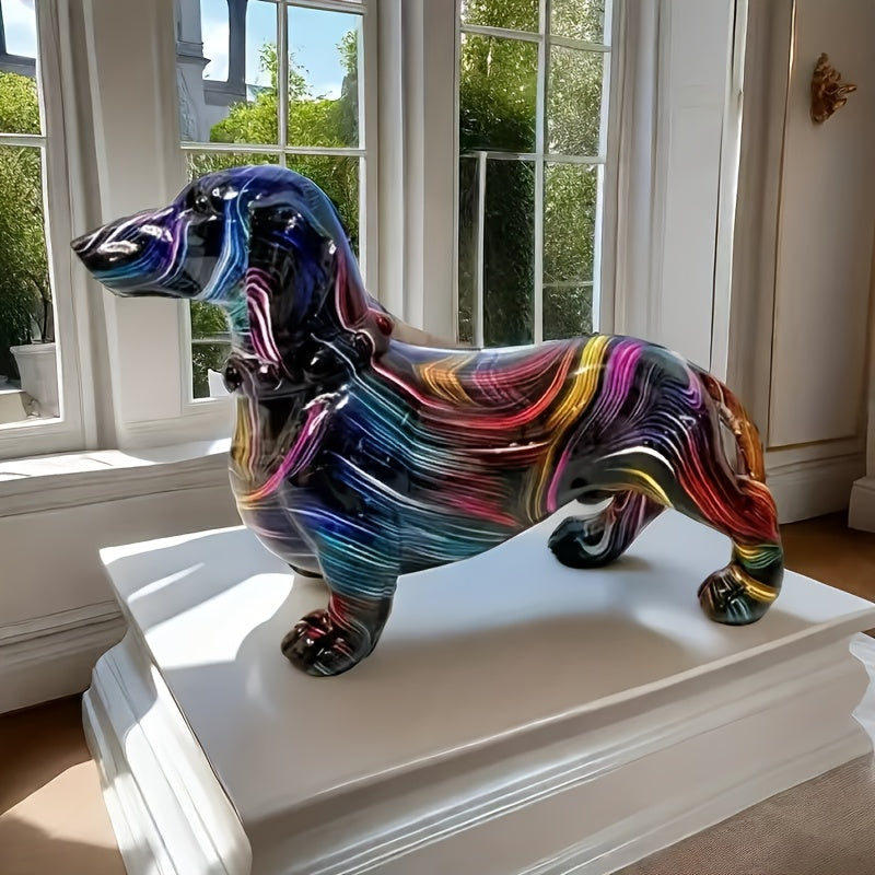 Tnessential Vibrant Dachshund Resin Sculpture 3D Decor