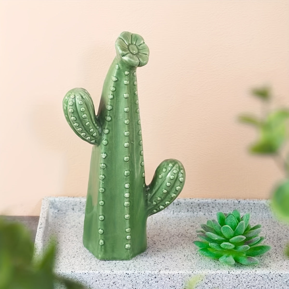 Tnessential Set of 2 Ceramic Cactus Ornaments 3D Decor