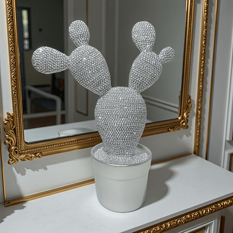 Tnessential Sparkly Green Cactus Statue 3D Decor