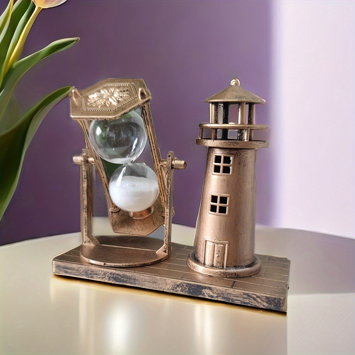 Tnessential Retro Style Lighthouse Shape Hourglass Decoration Office 3D Decor