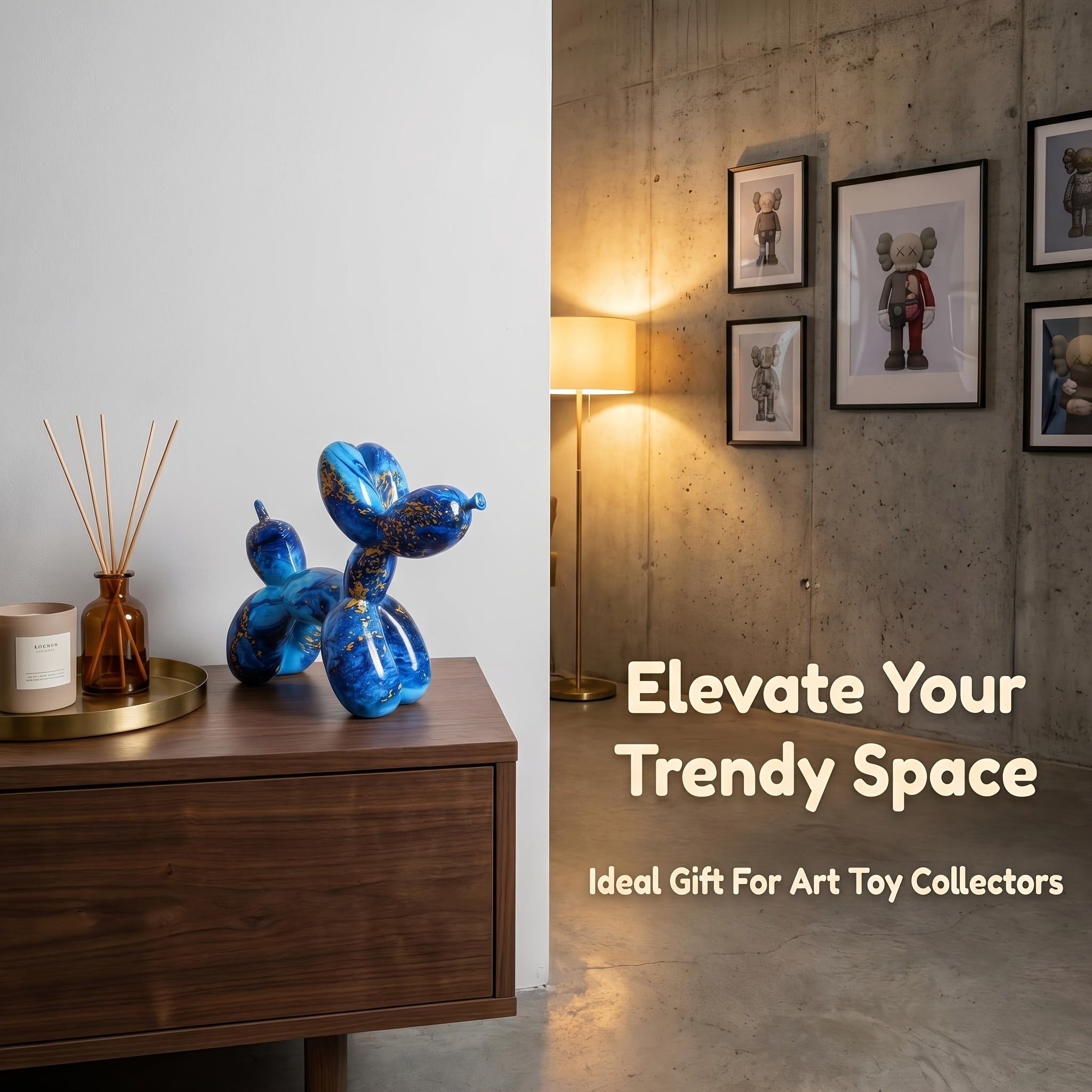 Tnessential Starry Blue Balloon Dog Figurine 3D Decor