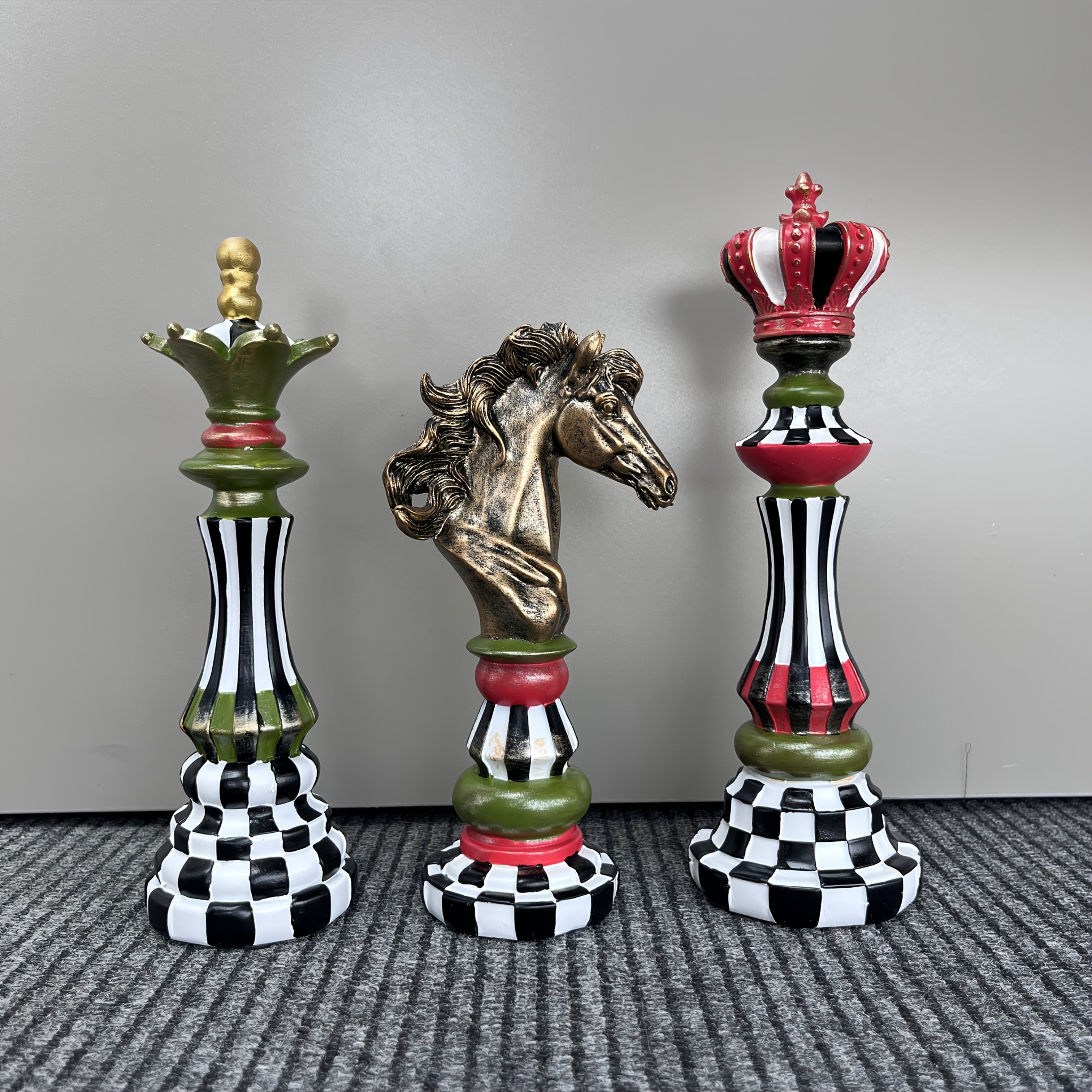 Tnessential Nordic Style Chess Piece Statues Decor 3D Decor