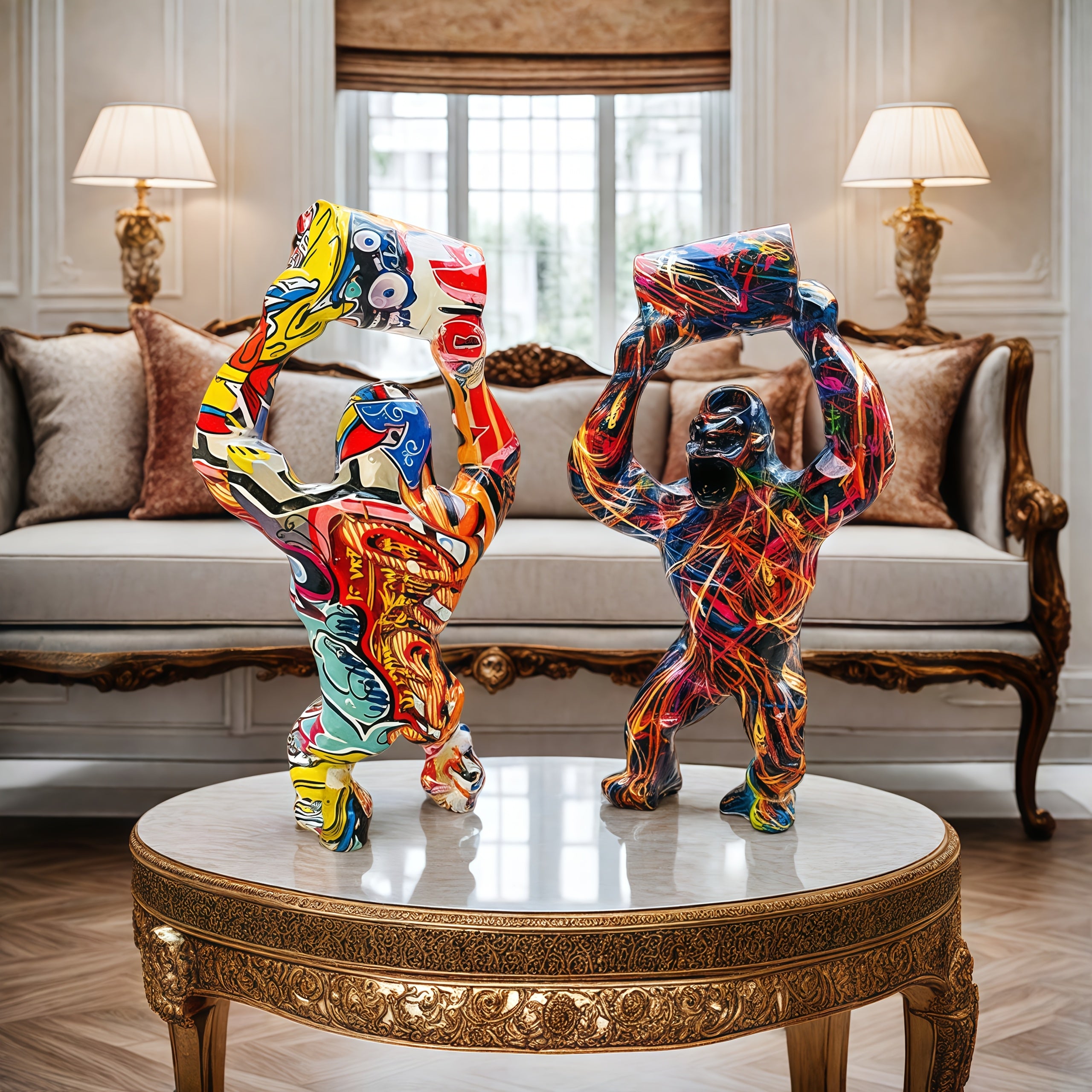 Tnessential Creative Nordic Abstract Graffiti Gorilla Sculpture 3D Decor