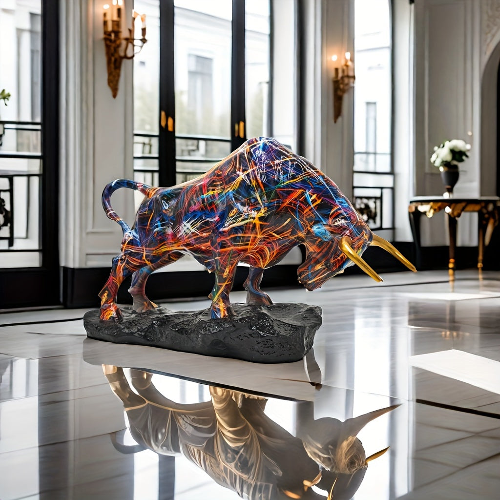 Tnessential Dazzling Wall Street-inspired Bronze Bull Statue 3D Decor