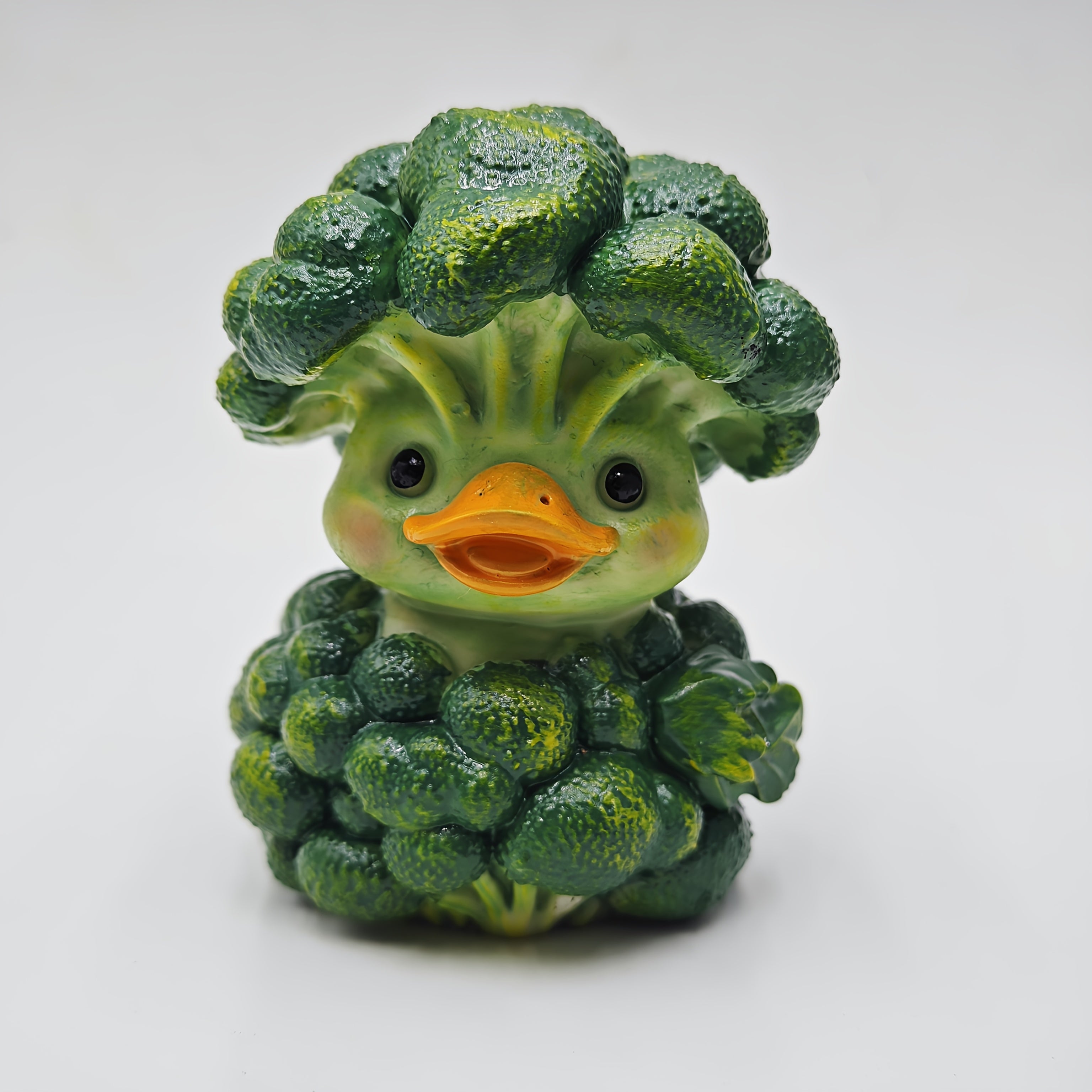 Tnessential Cute Broccoli Duck Resin Statue 3D Decor