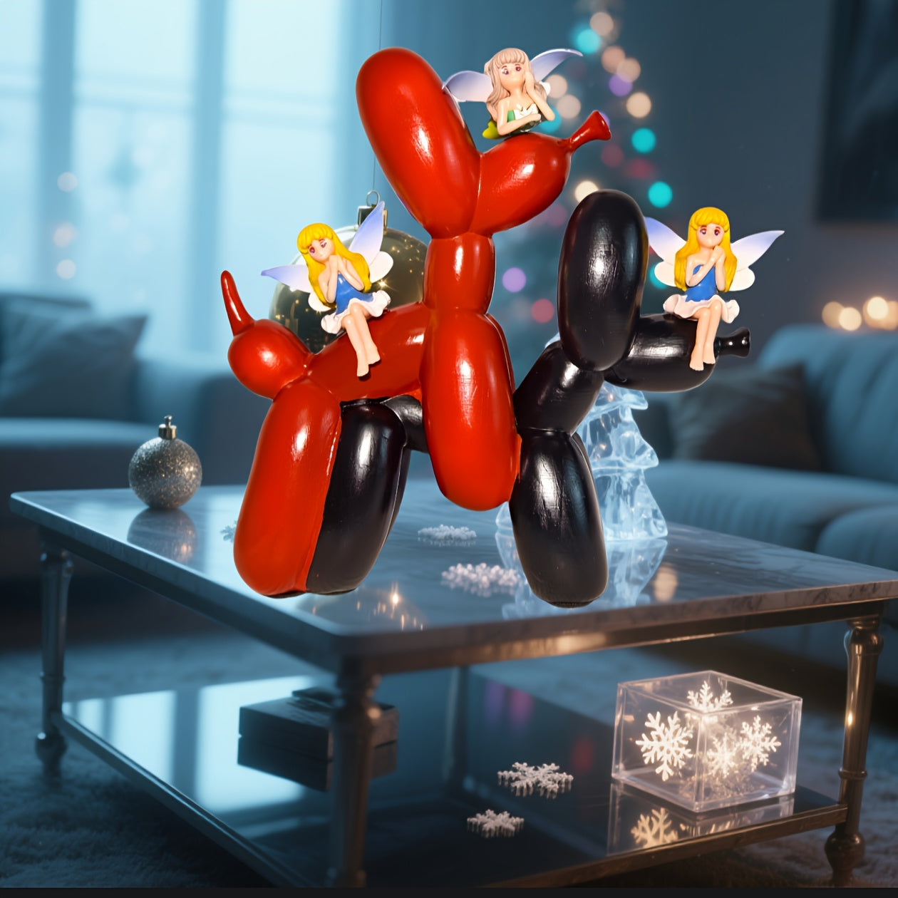 Tnessential Elegant Smooth Balloon Dog Resin Ornament in Nordic Style 3D Decor