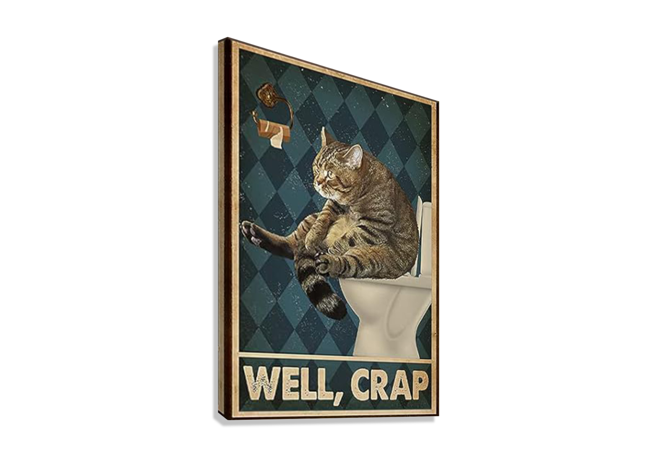 FUNNY CAT IN BATHROOM CANVAS POSTER