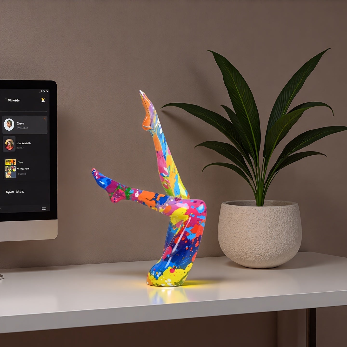 Tnessential Vibrant Splash Paint Resin Leg Statue 3D Decor