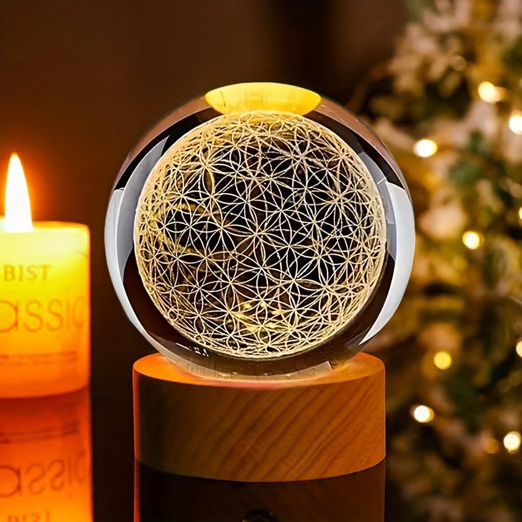 Tnessential USB Powered 3D Flower of Life Crystal Ball 3D Decor