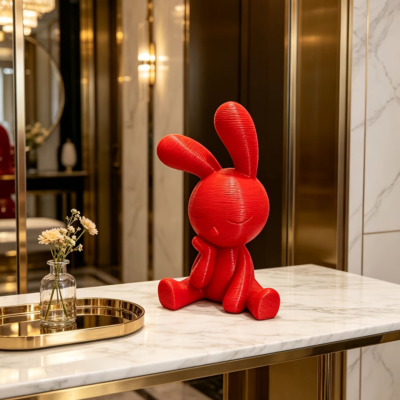 Tnessential Printed Meditation Rabbit Figurine 3D Decor