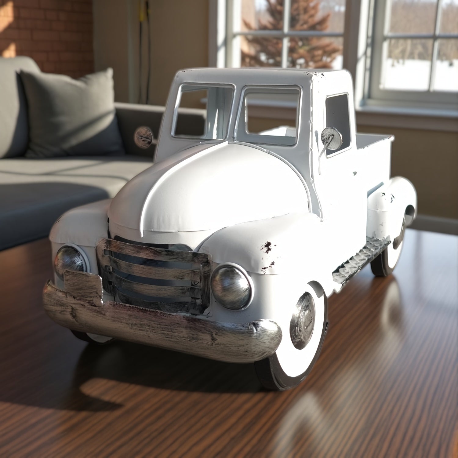 Tnessential White Truck Iron Art Ornament 3D Decor