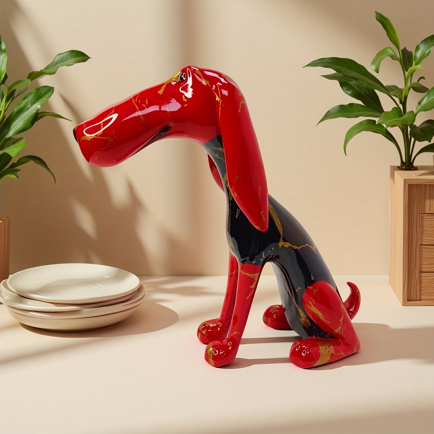 Tnessential Collectible Figurines 1PC Handmade Abstract Dog Sculpture 3D Decor